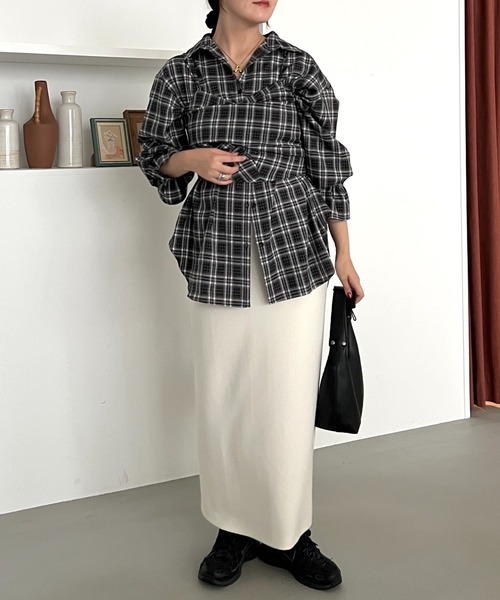 mysty woman（ミスティウーマン）の「オンブレーチェックキャミSETシャツ　581991（シャツ/ブラウス・レディース・ボルドー/ブラック/ベージュ/ブラウン・FREE）」の17枚目の写真