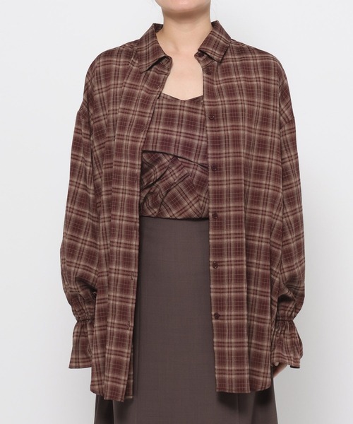 mysty woman（ミスティウーマン）の「オンブレーチェックキャミSETシャツ　581991（シャツ/ブラウス・レディース・ボルドー/ブラック/ベージュ/ブラウン・FREE）」の7枚目の写真