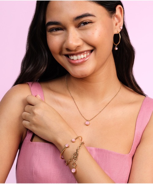 OLIVIA BURTON(オリビアバートン)の「「OLIVIA BURTON/オリビアバートン」トレンド ジェムストーン フープ ピアス 天然石ピアス(ピアス(両耳用)・レディース・グリーン/ピンク・FREE)」の3枚目の写真
