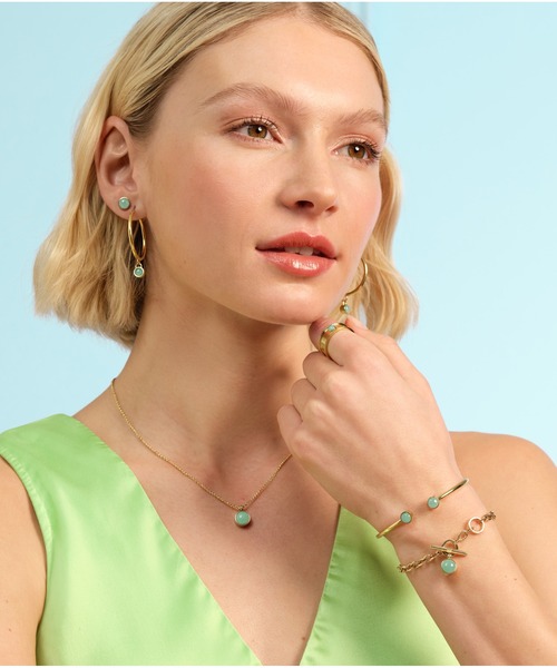 OLIVIA BURTON(オリビアバートン)の「「OLIVIA BURTON/オリビアバートン」トレンド ジェムストーン フープ ピアス 天然石ピアス(ピアス(両耳用)・レディース・グリーン/ピンク・FREE)」の10枚目の写真
