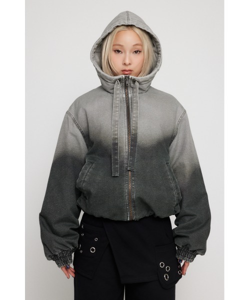 LAGUA GEM（ラグアジェム）の「GRADATION COTTON HOODIE ブルゾン（ブルゾン・レディース・グレー/ブラウン・FREE）」の12枚目の写真