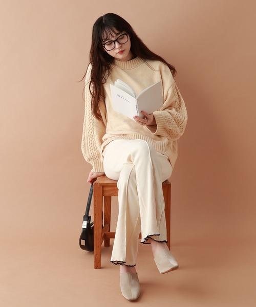 RAGEBLUE（レイジブルー）の「ボリュームスリーブ/袖デザインBIGモールニット（Tシャツ/カットソー・レディース・ブラウン/ブラック/ブルー/オフホワイト/レッド/ピンク・FREE）」の8枚目の写真