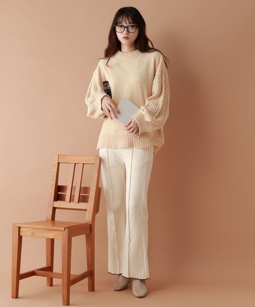 RAGEBLUE（レイジブルー）の「ボリュームスリーブ/袖デザインBIGモールニット（Tシャツ/カットソー・レディース・ブラウン/ブラック/ブルー/オフホワイト/レッド/ピンク・FREE）」の10枚目の写真