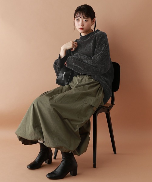 RAGEBLUE（レイジブルー）の「ボリュームスリーブ/袖デザインBIGモールニット（Tシャツ/カットソー・レディース・ブラウン/ブラック/ブルー/オフホワイト/レッド/ピンク・FREE）」の13枚目の写真