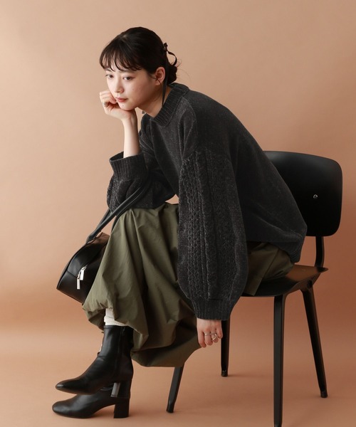 RAGEBLUE（レイジブルー）の「ボリュームスリーブ/袖デザインBIGモールニット（Tシャツ/カットソー・レディース・ブラウン/ブラック/ブルー/オフホワイト/レッド/ピンク・FREE）」の15枚目の写真