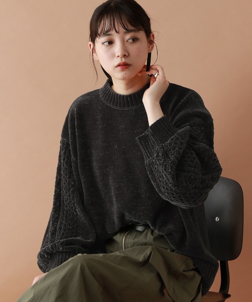 RAGEBLUE（レイジブルー）の「ボリュームスリーブ/袖デザインBIGモールニット（Tシャツ/カットソー・レディース・ブラウン/ブラック/ブルー/オフホワイト/レッド/ピンク・FREE）」の17枚目の写真