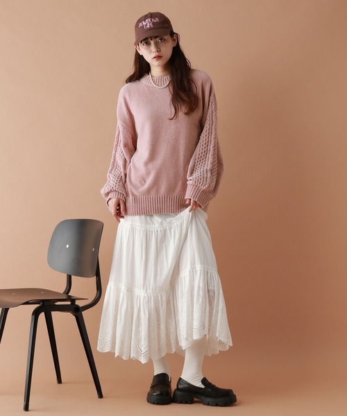 RAGEBLUE（レイジブルー）の「ボリュームスリーブ/袖デザインBIGモールニット（Tシャツ/カットソー・レディース・ブラウン/ブラック/ブルー/オフホワイト/レッド/ピンク・FREE）」の18枚目の写真