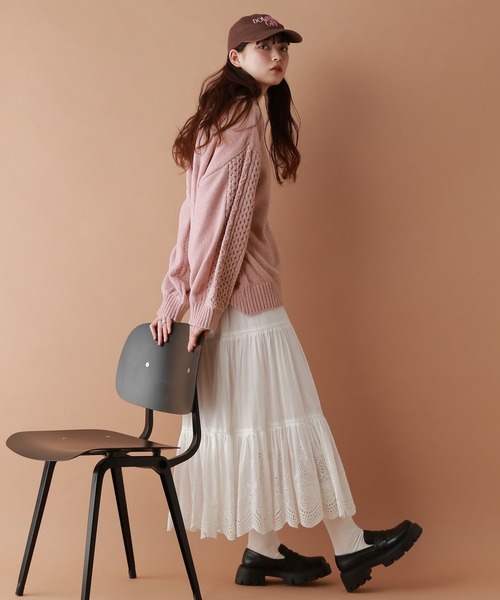 RAGEBLUE（レイジブルー）の「ボリュームスリーブ/袖デザインBIGモールニット（Tシャツ/カットソー・レディース・ブラウン/ブラック/ブルー/オフホワイト/レッド/ピンク・FREE）」の19枚目の写真