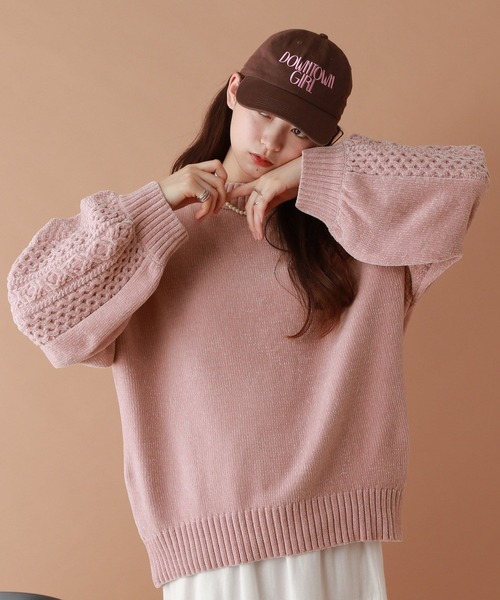 RAGEBLUE（レイジブルー）の「ボリュームスリーブ/袖デザインBIGモールニット（Tシャツ/カットソー・レディース・ブラウン/ブラック/ブルー/オフホワイト/レッド/ピンク・FREE）」の22枚目の写真