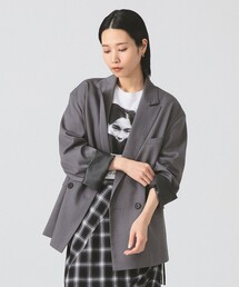 Ray BEAMS グレー チェック柄 テーラードジャケット　0 Ray BEAMS グレー チェック柄 テーラードジャケット 0