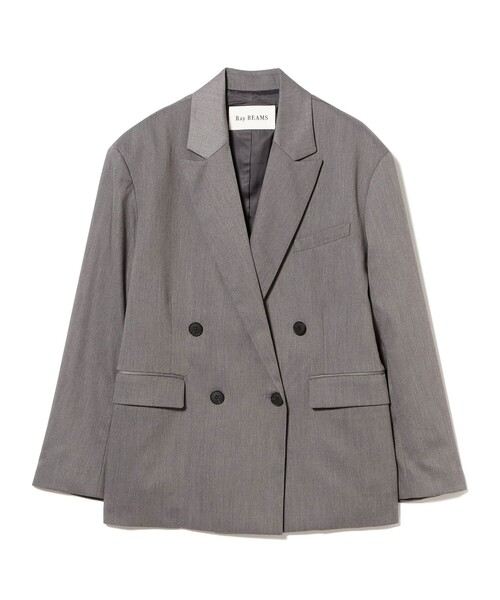 BEAMS チャコールグレー テーラードジャケット XL セール】4ボタン W ビッグ ジャケット（テーラードジャケット）｜Ray