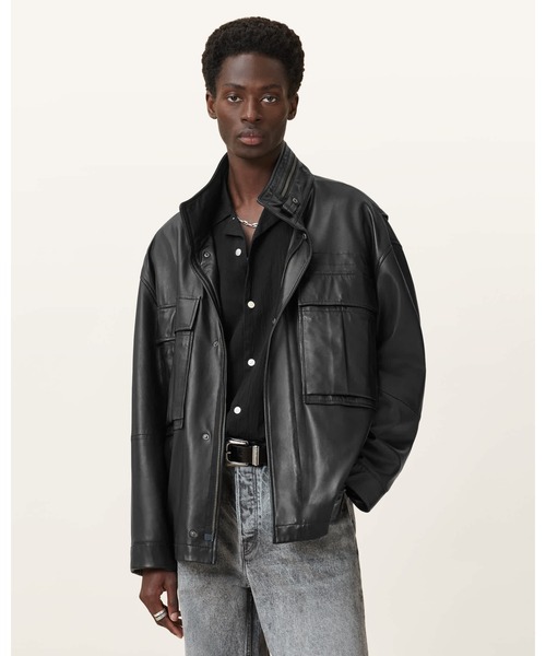 HALTON FUNNEL COLLAR LEATHER JACKET | HALTON ファンネル カラー