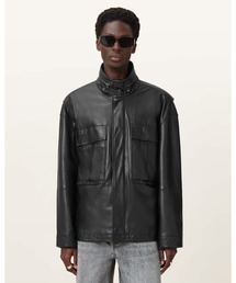 ALLSAINTS（オールセインツ）の「HALTON FUNNEL COLLAR LEATHER JACKET | HALTON ファンネル カラー レザー ジャケット（その他アウター）」