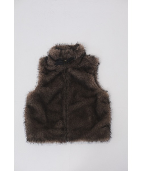 セール】スタンドネックファーベスト レオパード柄（その他アウター