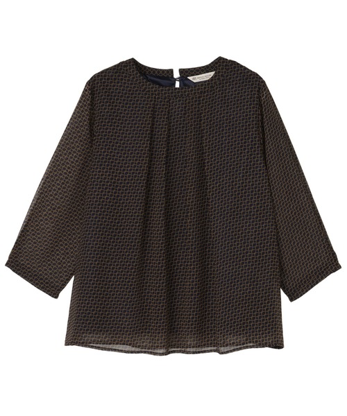 TOKYO SHIRTS(トウキョウシャツ)の「幾何学柄 シフォンブラウス 七分袖(シャツ/ブラウス・レディース・ブラウン/グレー/ネイビー・LL/M/L)」の1枚目の写真