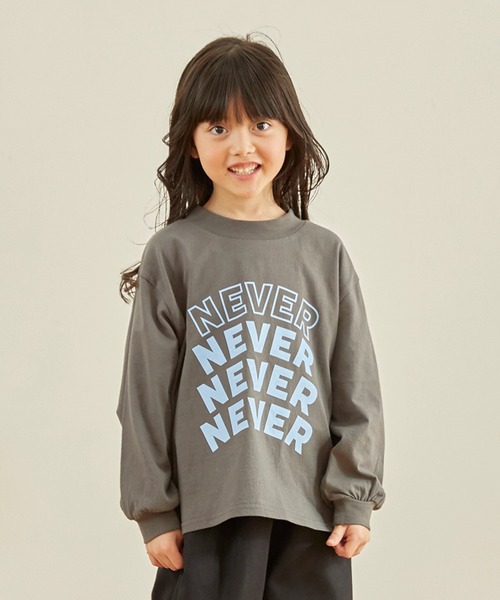 undeny.（アンディニ－）の「undeny/アンディニー NEVER L/S Tシャツ（Tシャツ/カットソー・キッズ・ベージュ系その他/チャコールグレー/ブラック・M/L/XL）」の3枚目の写真