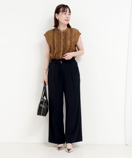 MICO COULIER（ミコクリエ）の「《セットアップ対応》ハイストレッチカルゼワッシャーパンツ（その他パンツ・レディース・ネイビー/キャメル・38/36）」の17枚目の写真