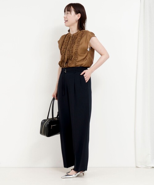 MICO COULIER（ミコクリエ）の「《セットアップ対応》ハイストレッチカルゼワッシャーパンツ（その他パンツ・レディース・ネイビー/キャメル・38/36）」の19枚目の写真