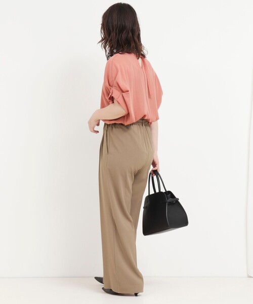 MICO COULIER（ミコクリエ）の「《セットアップ対応》ハイストレッチカルゼワッシャーパンツ（その他パンツ・レディース・ネイビー/キャメル・38/36）」の5枚目の写真