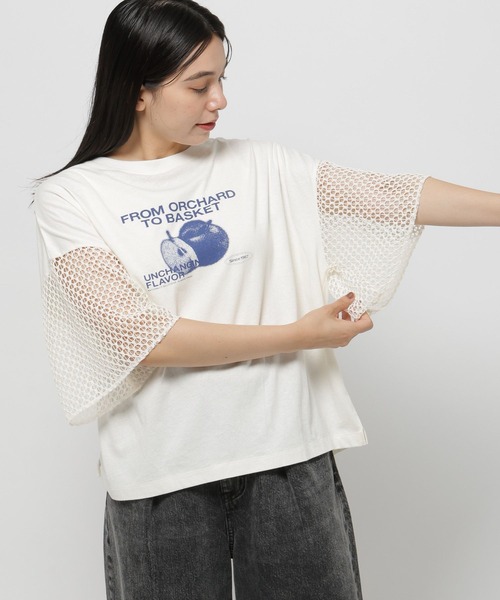 niko and（ニコアンド）の「袖フレアメッシュフルーツTシャツ（T
