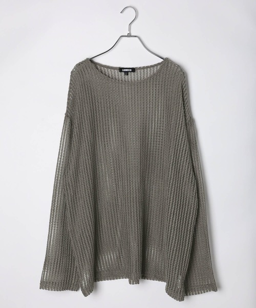 LAND MUSEUM（ランドミュージアム）の「LAND MUSEUM／スクエアメッシュTOP（ニット/セーター・メンズ・ブラック/グレー・FREE）」の4枚目の写真