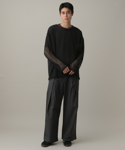 LAND MUSEUM（ランドミュージアム）の「LAND MUSEUM／スクエアメッシュTOP（ニット/セーター・メンズ・ブラック/グレー・FREE）」の12枚目の写真