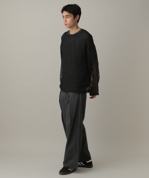 LAND MUSEUM（ランドミュージアム）の「LAND MUSEUM／スクエアメッシュTOP（ニット/セーター・メンズ・ブラック/グレー・FREE）」の13枚目の写真