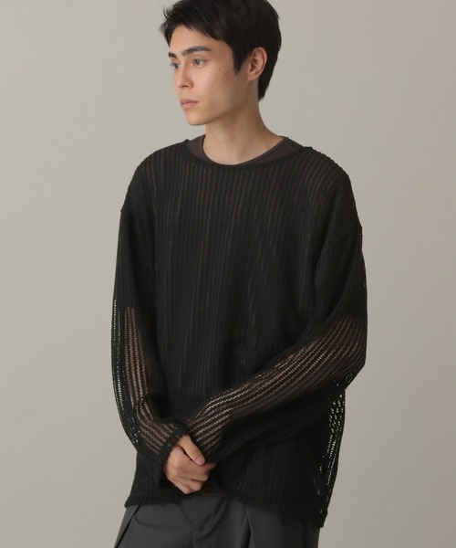 LAND MUSEUM（ランドミュージアム）の「LAND MUSEUM／スクエアメッシュTOP（ニット/セーター・メンズ・ブラック/グレー・FREE）」の16枚目の写真