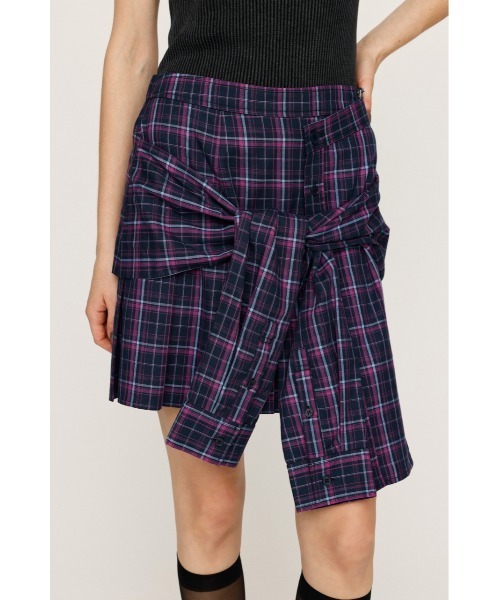 SLY(スライ)の「REMAKE LIKE CHECK S/SK リメイクライク チェック ショートスカート 秋服(スカート・レディース・ブラック系その他2/ピンク系その他・0/1)」の8枚目の写真