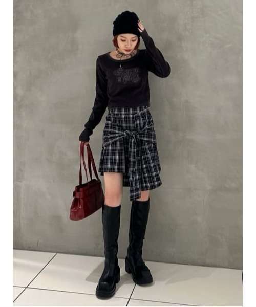 SLY(スライ)の「REMAKE LIKE CHECK S/SK リメイクライク チェック ショートスカート 秋服(スカート・レディース・ブラック系その他2/ピンク系その他・0/1)」の22枚目の写真