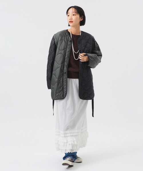 BEAMS BOY（ビームスボーイ）の「クレイジー デタッチ スリーブ ライナー（ブルゾン・レディース・ブラック/オリーブ・1/2）」の3枚目の写真