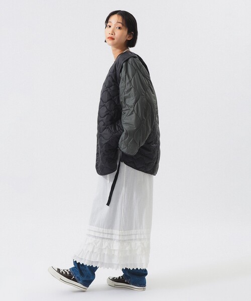 BEAMS BOY（ビームスボーイ）の「クレイジー デタッチ スリーブ ライナー（ブルゾン・レディース・ブラック/オリーブ・1/2）」の4枚目の写真