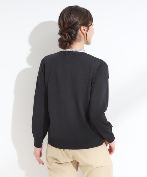 DRESKIP（ドレスキップ）の「【洗える/S-LL】上品なラメ使い クルーネック ニットカーディガン（カーディガン/ボレロ・レディース・ダークブラウン/アイボリー/ブラック/レッド系1・01/02/03/04）」の6枚目の写真