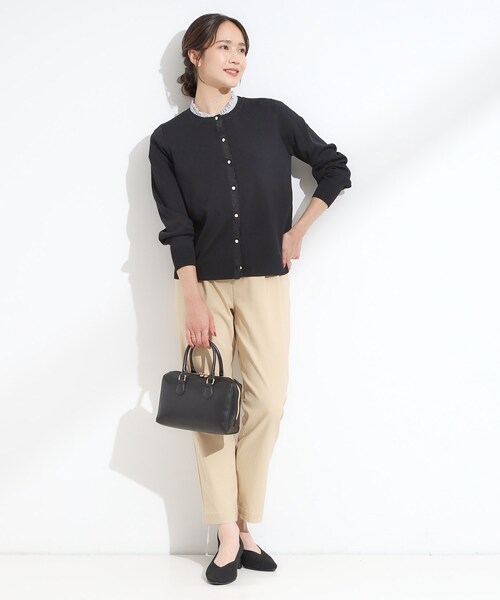 DRESKIP（ドレスキップ）の「【洗える/S-LL】上品なラメ使い クルーネック ニットカーディガン（カーディガン/ボレロ・レディース・ダークブラウン/アイボリー/ブラック/レッド系1・01/02/03/04）」の7枚目の写真