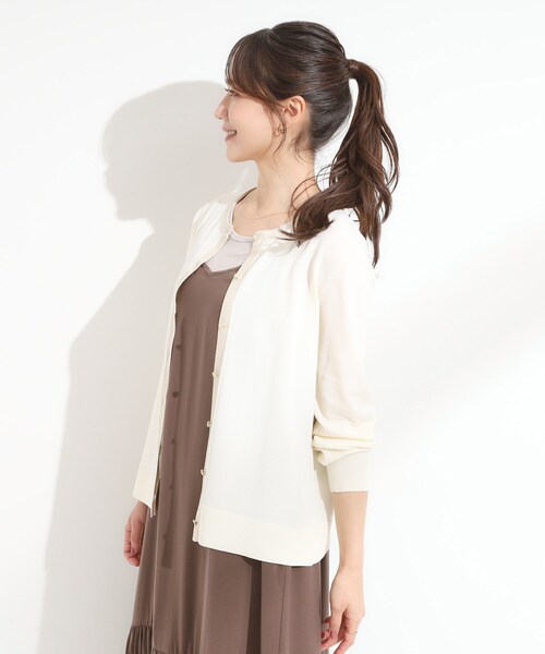 DRESKIP（ドレスキップ）の「【洗える/S-LL】上品なラメ使い クルーネック ニットカーディガン（カーディガン/ボレロ・レディース・ダークブラウン/アイボリー/ブラック/レッド系1・01/02/03/04）」の10枚目の写真