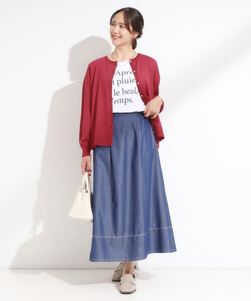 DRESKIP（ドレスキップ）の「【洗える/S-LL】上品なラメ使い クルーネック ニットカーディガン（カーディガン/ボレロ・レディース・ダークブラウン/アイボリー/ブラック/レッド系1・01/02/03/04）」の19枚目の写真