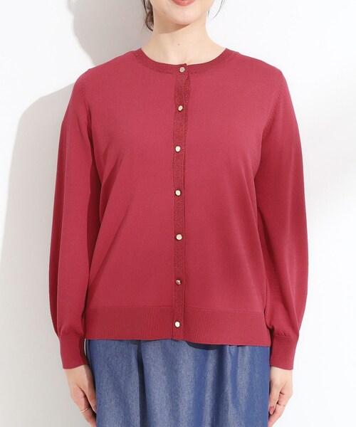 DRESKIP（ドレスキップ）の「【洗える/S-LL】上品なラメ使い クルーネック ニットカーディガン（カーディガン/ボレロ・レディース・ダークブラウン/アイボリー/ブラック/レッド系1・01/02/03/04）」の21枚目の写真