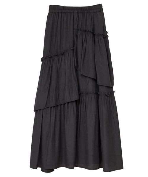 YECCA VECCA（イェッカヴェッカ）の「アシンメトリーラッフルスカート（スカート・レディース・ブラック/アイボリー/ワインレッド・FREE）」の14枚目の写真