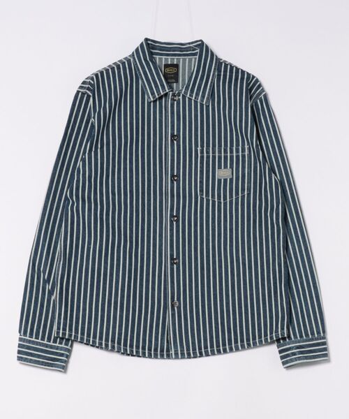 RVCA(ルーカ)の「RVCA メンズ DAYSHIFT HICKORY OVERSHIRT 長袖シャツ 【2025年秋冬モデル】/ルーカ長袖ストライプシャツ(シャツ/ブラウス・メンズ・グレー・SMALL/MEDIUM/LARGE/X-LARGE)」の1枚目の写真