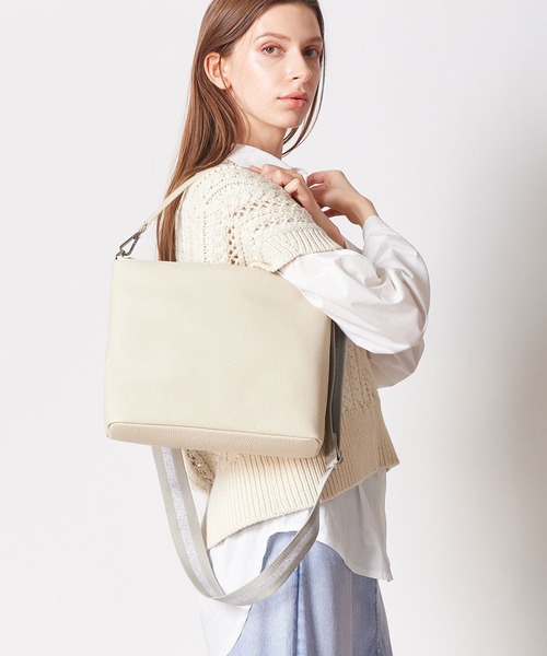 【新品】SALON DE ALFURDレザーハンドル付ホリゾンタルポシェット M レザーハンドル付き ホリゾンタルポシェット Mサイズ＜スマイル