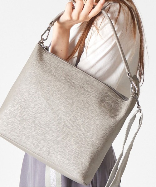 セール】レザーハンドル付き ホリゾンタルポシェット Mサイズ