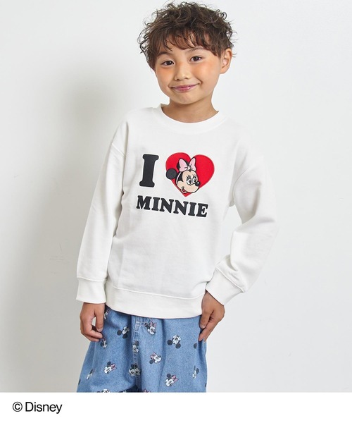 ANAP kids(アナップキッズ)の「【Disney】<Mickey&Minnie> ANAP KIDS I LOVE デザイン オーバーサイズ スウェット プルオーバー【親子お揃い】(スウェット・キッズ・ネイビー/ホワイト/レッド/ピンク・130cm/120cm/110cm)」の2枚目の写真