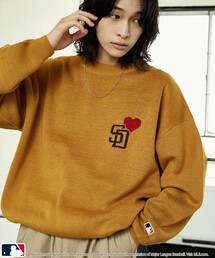 MLB（メジャーリーグベースボール）の「MLB/メジャーリーグベースボール 別注 HEART LOGO KNIT/ハートロゴニット(限定展開)（ニット/セーター）」