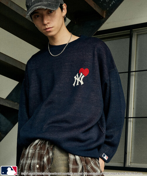 MLB（メジャーリーグベースボール）の「MLB/メジャーリーグベースボール 別注 HEART LOGO KNIT/ハートロゴニット(限定展開)（ニット/セーター・メンズ・ブラック/マスタード/グレー系その他2/グレー系その他/ネイビー/ブラウン・SMALL/MEDIUM/LARGE）」の20枚目の写真