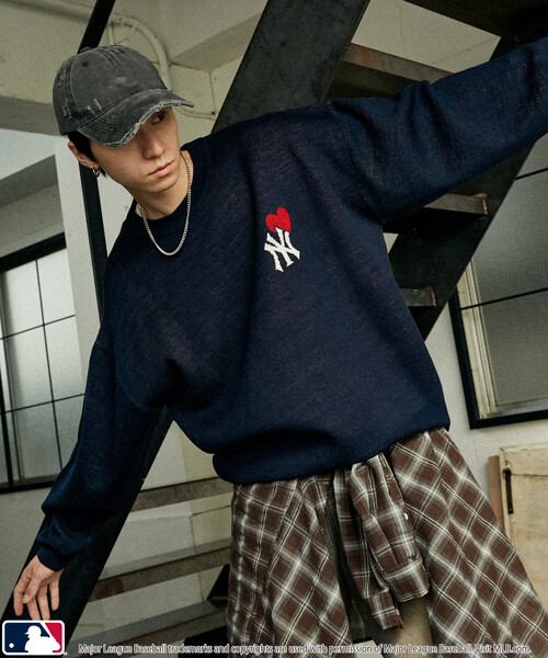 MLB（メジャーリーグベースボール）の「MLB/メジャーリーグベースボール 別注 HEART LOGO KNIT/ハートロゴニット(限定展開)（ニット/セーター・メンズ・ブラック/マスタード/グレー系その他2/グレー系その他/ネイビー/ブラウン・SMALL/MEDIUM/LARGE）」の19枚目の写真