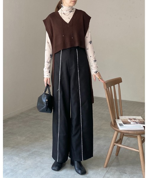 She's Closet(シーズクローゼット)の「ハイネック長袖シャーリング花柄シアートップス(Tシャツ/カットソー・レディース・チャコールグレー/アイボリー/ブラック・FREE)」の22枚目の写真