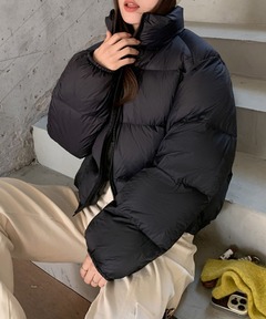今すぐお届け可能!】フード付きショートフェイクダウンジャケット