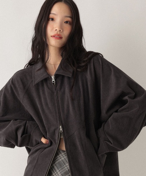 【40周年限定】Cream soda リバーシブル コーデュロイ ジャケット 黒 セール】コーデュロイミドルジャケット 595948（ブルゾン）｜Heather