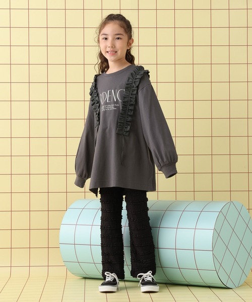 LEPSIM（レプシィム）の「【KIDS】リメイクフリル長袖ワンピース　591000（Tシャツ/カットソー・キッズ・ブラウン/チャコールグレー・140/130/120）」の3枚目の写真