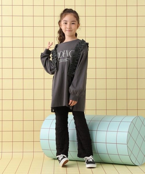 LEPSIM（レプシィム）の「【KIDS】リメイクフリル長袖ワンピース　591000（Tシャツ/カットソー・キッズ・ブラウン/チャコールグレー・140/130/120）」の4枚目の写真